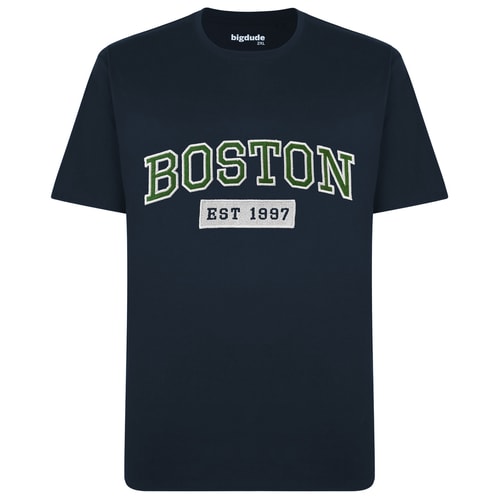 Bigdude Boston Appliqué T-Shirt Navy